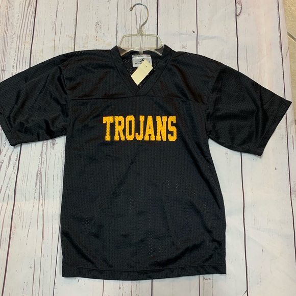 Toddler-Youth Black & Gold Trojans Football Uniform Mesh Sports Jersey NWT - Picture 1 of 2